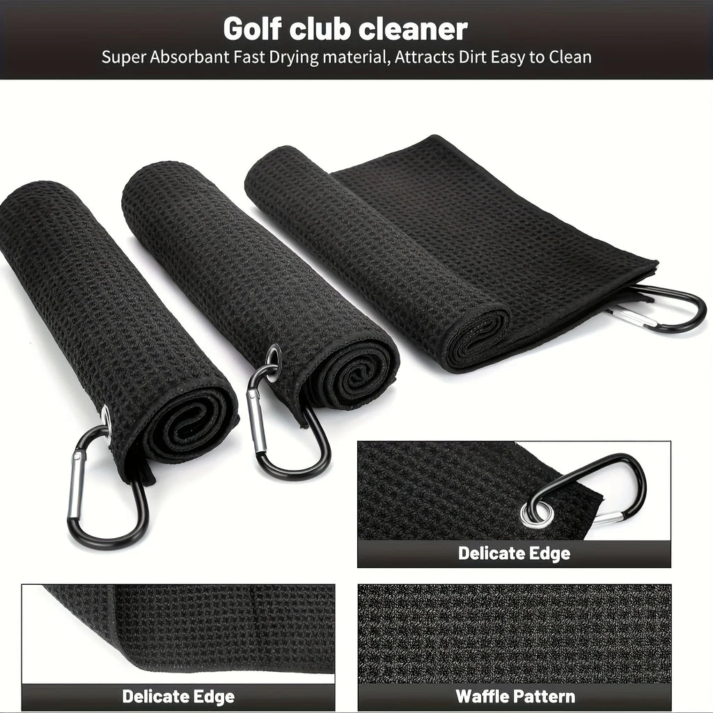 Microfiber Golf Towel Set | 3-Pack Golf Bag Towels with Clip | Skai Golf
