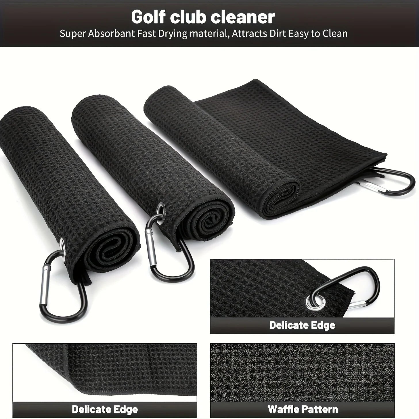 Microfiber Golf Towel Set | 3-Pack Golf Bag Towels with Clip | Skai Golf